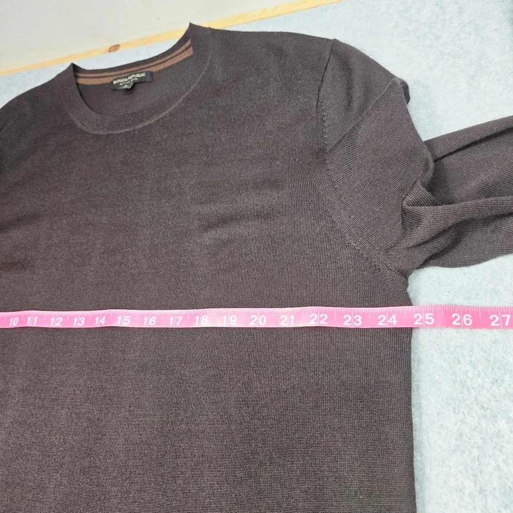 Banana Republic Mens XL Brown Merino Wool Crew Neck Sweater Office Quiet Luxury